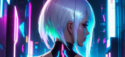 beautiful cyberpunk anime style illustration of motoko, Stable Diffusion