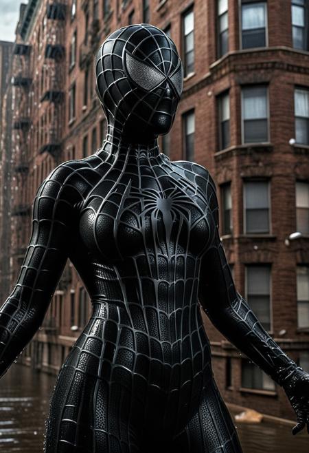 score_9, score_8_up, score_7_up, best quality, realistic, masterpiece, beautiful detail, hyperrealistic, afternoon sky, ((1girl, woman body, big breasts)), amazing detailed full body portrait of a beautiful girl, wearing a realistic and highly detailed black raimi spider-man suit, ((huge muscular girl)), ((wears black spiderman mask)), professional model wears ultra - detailed black raimi spider - man suit, ultra - detailed and grained black raimi spiderman suit, suit covered entire body and hand, black spiderman gloves, wet, (sexy dancing), (full body), (dirty skin), octane render, highly detailed, volumetric, dramatic lighting, (highest quality:1.1), (HDR:1.3), (top quality, best quality), realistic, high definition,