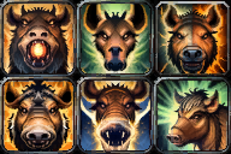 masterpiece, best quality, icon, spell, mage, boar, nature   <lora:IconSpellWow_Pixel:1>