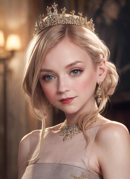 portrait photography, medieval era princess, crown, elegant princess dress, sweet smile, castle background, soft colors, bokeh, (high detailed skin:1.1)
 <lora:emily_kinney_lora_v01:1> 3mk1n1