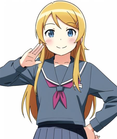 <lora:kirino:0.5>,kirino kousaka,(blonde hair),very detailed ,highres,(masterpiece_1.0),(best quality_1.0),(cowboy shot),perspective from front,(upper body),school uniform,smiling, ((white background))