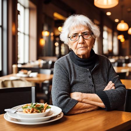 Defiance512 an old woman in a restaurant