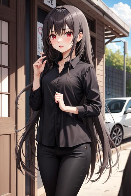 nanahara kaoruko rbUniform,black dress,red bow,long dress,long sleeves bwUniform,white dress,blue bow,long dress,long sleeves wbCasual,white shirt,black pants,belt bbCasual,black shirt,black pants