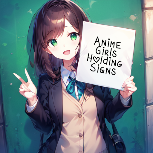 masterpiece, best quality, solo, 1girl,school uniform, excited, :D, curly brown hair, green eyes, holding_sign