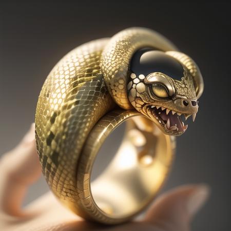 (CG),(masterpiece), (best quality), (ultra-detailed), 
no humans, simple background, black background, grey background, depth of field, gradient background,
(ring), gold, intricate detail, (snake body),
<lora:ElderRing:1>