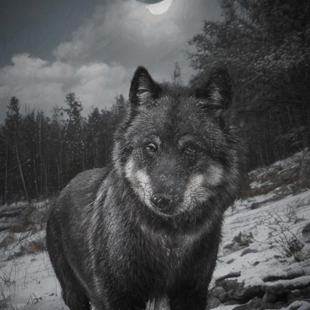 evening, dark wolf, masterpiece, best quality