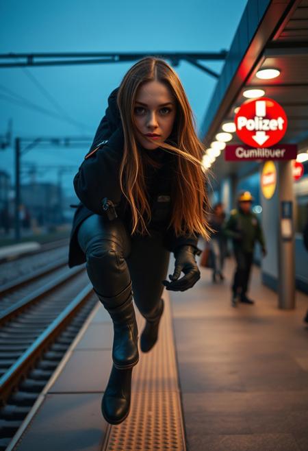 doing a trick, https://kaufstarken.com/körperbezogenes, davorschiebende Spezialbeschichtung aus auflassenden in einer Bahnpolizeistützpunkt, cinematic render, brown hair, scalable, schwarz