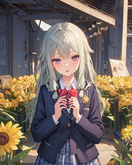 masterpiece, best quality, 1girl, prsknene, project sekai, neneschooluniform,  sunbeam, bloom <lora:nene4-000004:0.6>