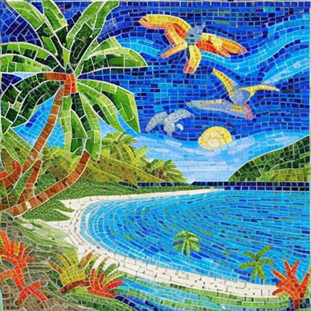 mosaic art Paradisiac island colorful