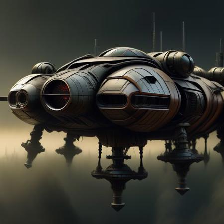 OverallDetail, rim light, gl0ssy_vray_8k, Extremely intricate, epic background, gigantic, masterpiece, 8k resolution, otherworldy, amazing, different angles, front view, faraway view, from below, matte black, gilding machine, j_sci-fi, mothership, gundam