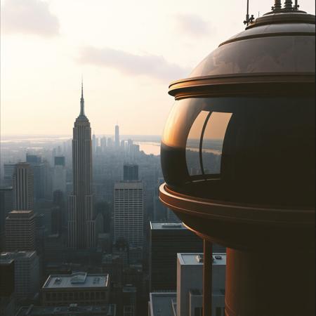 Spaceport, city view, new york, city skyline, retro,