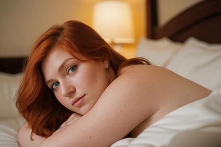 RAW DSLR photo,(photorealistic,hyperrealistic),
chubby,girlfriend,beautiful face,ginger hair,blue eyes,slight smile,
bedroom,lying on back,in bed,
8k uhd, dslr, soft lighting, high quality, film grain, Fujifilm XT3,f2.8,bokeh