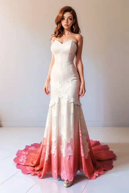 Red Dipped Wedding Dress