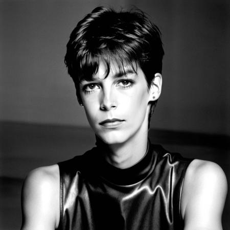 <lora:jamieleecurtis_resized_256_bf16:1> jamieleecurtis,a woman with a crew cut hairstyle with black fade hair and bangs!!!!!!,