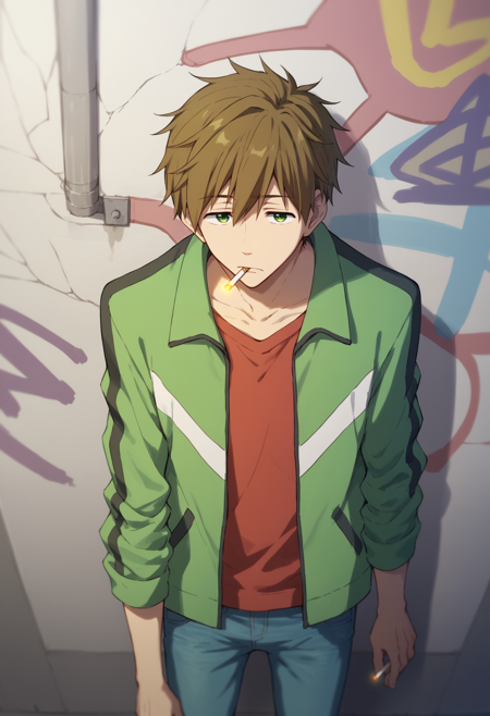 1boy, makototachibana, brown hair, green eyes