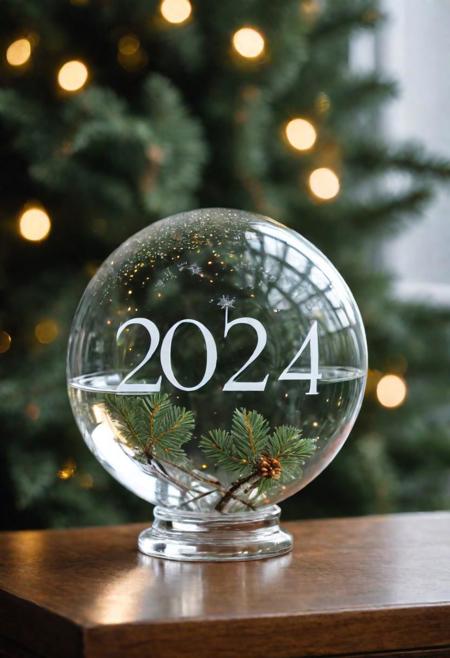 A New Year's Word on the piece of glass sphere (((2024)))