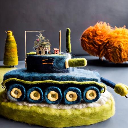 <lora:kFelted:.9> felted tank