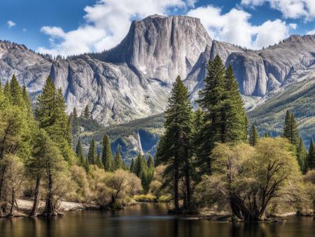 best quality,masterpiece,highers,4k,8k,realistic,
yosemite,forest,tree,bush,grass,water,river,mountain,blue_sky,sky,day,cloud,nature,no_humans,outdoors,scenery,