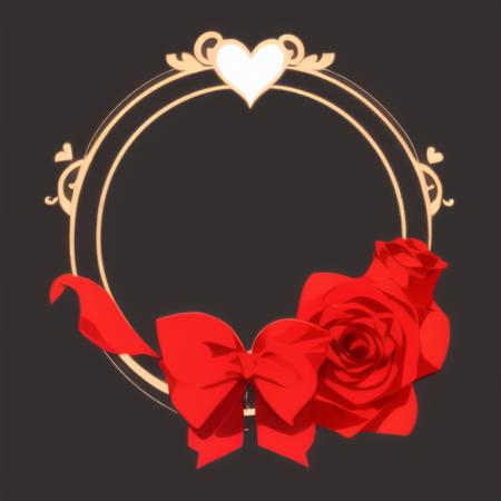 circle avatarframe <lora:circle_frame_v1_5:1>, black background, (no human), heart, bow, red rose