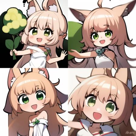 1girl, small breasts, (beast ears|rabbit ears:0.85), blonde hair,ahoge, white dress, green eyes, looking at viewer, <lora:Aya:1>, :D,<lora:jokanhiyou:0.45>, white background