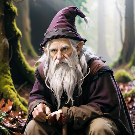 highly detailed candid photo of rpggnoll:1.3,

1boy, long hair, hat, white hair, male focus, witch hat, facial hair, ((staff)), beard, mustache, old, old man, wizard, wizard hat, blurry, blurry background, realistic:1.3, forest,

masterpiece, best quality:1.1, 

ultra photoreal, photorealistic:1.0, sharp focus:1.1, 
depth of field:1.1, 

50mm, style of Nathan Wirth, Hasselblad X1D II, Porta 160,
