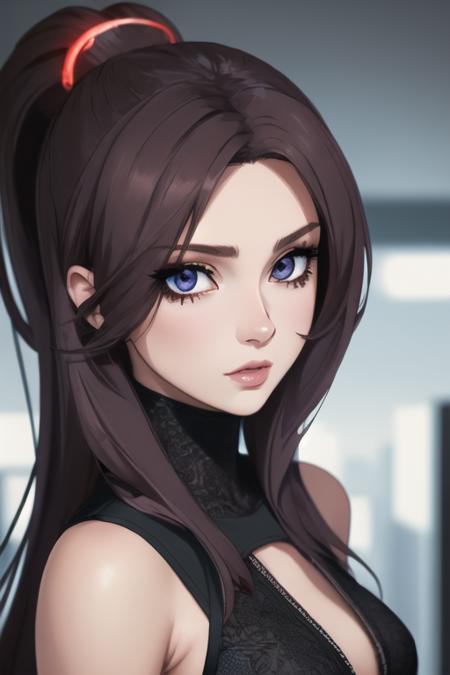 anime style female cyberpunk, (best quality, masterpiece1.2), (detailed eye:1.2), intricate detail,