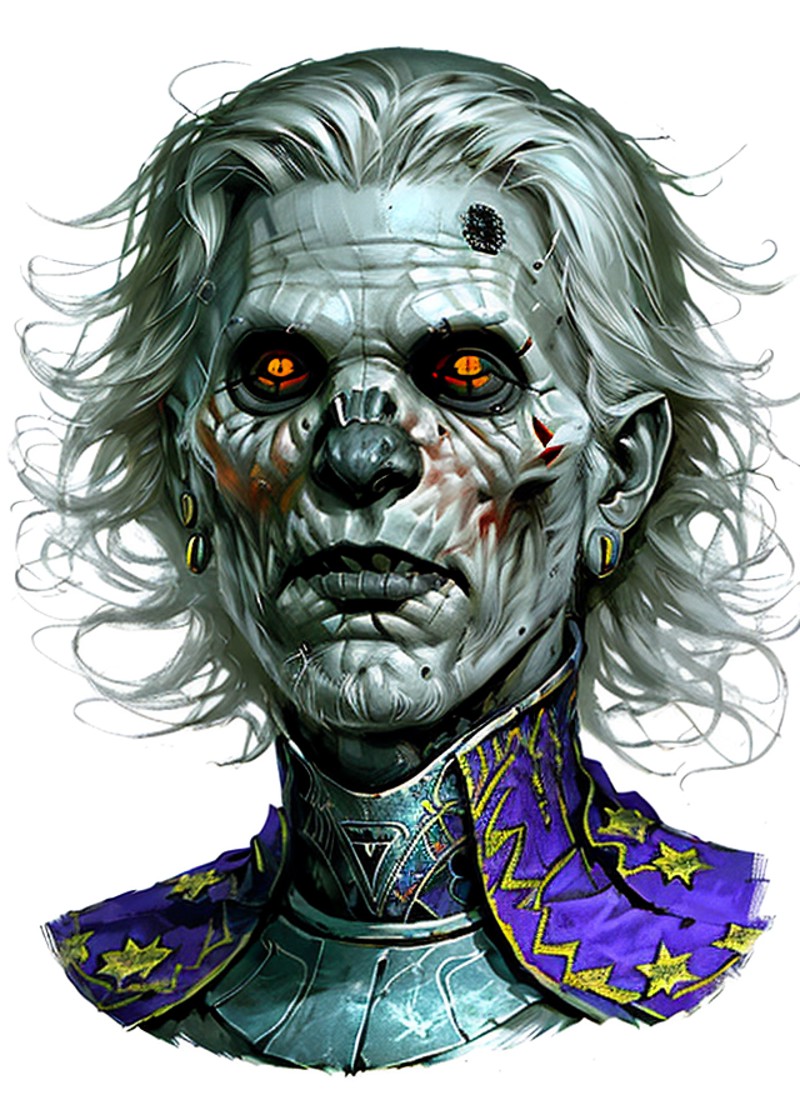 rpp, portrait of an undead zombie, illustration, concept art <lora:dnd_portrait:0.9>
