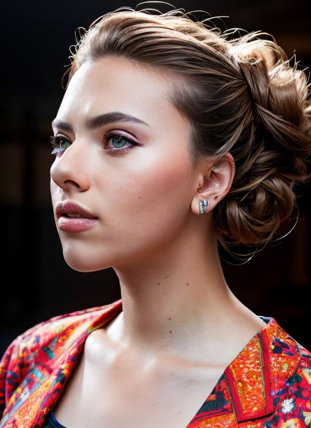 portrait of skswoman, hot , wearing luxury clothing , with ash brown Updo , background farm epic (photo, studio lighting, hard light, sony a7, 50 mm, matte skin, pores, colors, hyperdetailed, hyperrealistic), <lyco:Scarlett Johansson:1.1>