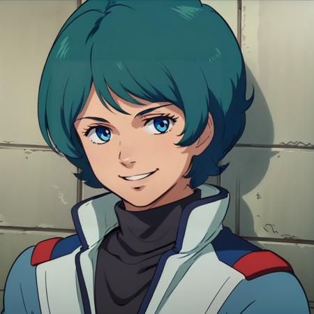 masterpiece,high quality,
<lora:kamillebidan001:0.7>,looking at viewer,smile,
kamillebidan,1boy,
short hair,aqua hair,blue eyes,
military uniform,jacket,turtleneck,