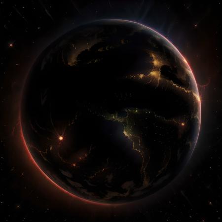 planet, earth, glare of light, dark side, city lights, dark sky, <lora:planet_LoRa_v1:.8>, sharp colors, extremely detailed 8k wallpaper