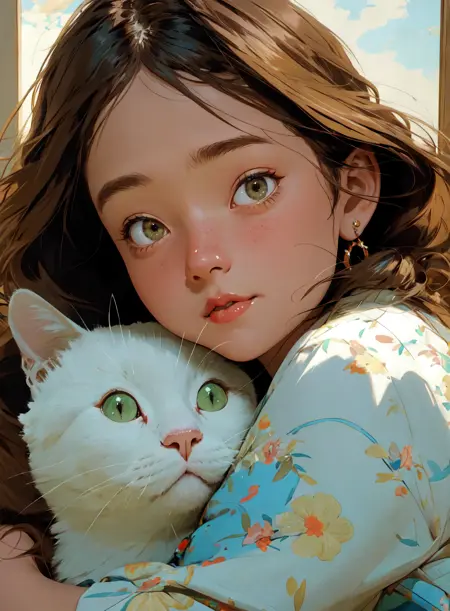 girl and cat - niji portraits