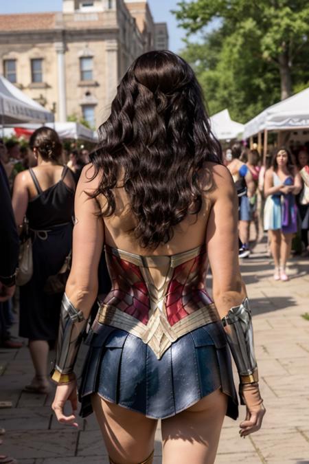masterpiece, best quality, cinematic, volumetric lighting, very detailed, high resolution, sharp, sharp image, 4k, 8k, 35 mm,
<lora:WonderWoman_GalGadot_smf_lora_m2_fp16_v1:0.9>, 1girl, armor, w0n6e7w6g-smf, solo, black hair, realistic, bare shoulders, long hair, jewelry, armlet, skirt, from behind, outdoors, running, 
<lora:add_detail:0.3>