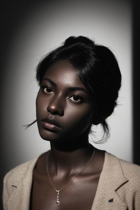 (a cute latina model girl, 20 years old, small tits,nipple peircing, wide-set, expressive brown eyes , oval face shape  , NSFW, (best quality, high quality, photograph, hyperrealism, masterpiece, 8k:1.3), mestizo, burly, white shaggy hair, legskin, dark skin, cute looking, (low-key lighting, dramatic shadows and subtle highlights:1.1), adding mystery and sensuality, trending on trending on artsy, concept art, (shot by helmut newton:1.1), rule of thirds, black and white, modern