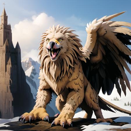 highly detailed documentary photo of griffon:1.3,

yellow eyes, beak, ((paws)), ((paw up)), open mouth, ((full body)), 8k, intricate details, depth of field, cinematic,

masterpiece, best quality:1.1, 

ultra photoreal, photorealistic:1.0, sharp focus:1.1, 
depth of field:1.1, god rays:1.4,

50mm, style of Nathan Wirth, Hasselblad X1D II, Porta 160,
