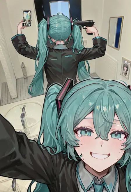 Gun To Head Mirror Selfie | Meme Pose Concept | IllustriousXL and NoobAI