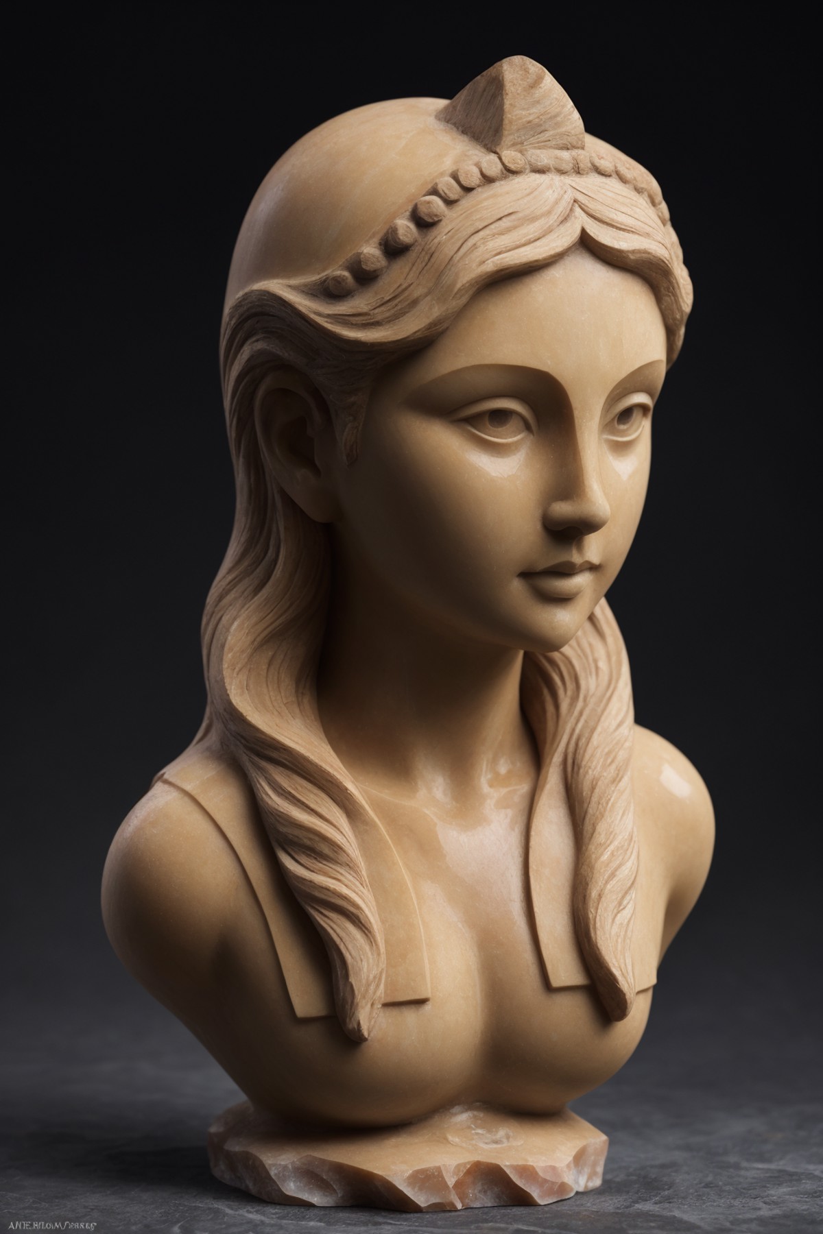 stone carving, girl on agate cut, 4k, high resolution, high detail