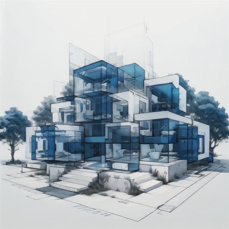 Architecture_Modern_House_Facade_Blueprint（现代房屋外立面设计蓝图）LoRa image by ipArchitecture