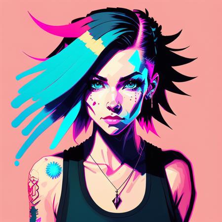 snthwve style nvinkpunk award winning half body portrait of a woman in a croptop and cargo pants with ombre navy blue teal hairstyle with head in motion and hair flying, paint splashes, splatter, outrun, vaporware, shaded flat illustration, digital art, trending on artstation, highly detailed, fine detail, intricate
Steps: 50, Sampler: DPM++ SDE Karras, CFG scale: 7, Seed: 1586345769, Size: 768x768, Model hash: 78490dd3b8, Model: fking_civitai_v1.001_fking_civitai_v2023_02_22