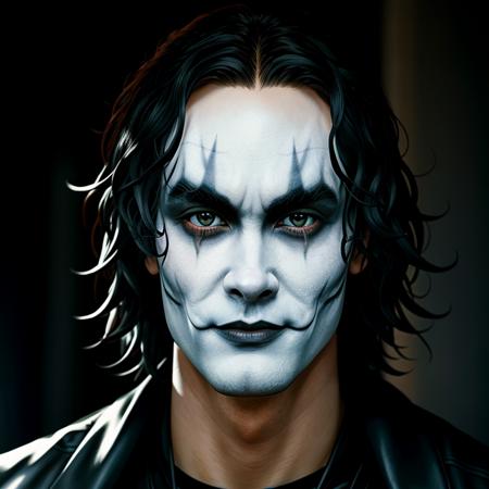 anime artwork of  <lora:The Crow SD1.5:1.2>
Eric Draven The Crow Movie a close up of a person with a happy face and perfect hazel green eyes, anime style, key visual, vibrant, studio anime,  highly detailed