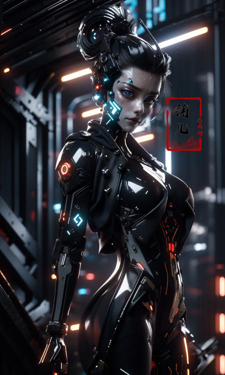 (dramatic, gritty, intense:1.4),masterpiece, best quality, 8k, insane details, intricate details, hyperdetailed, hyper quality, high detail, ultra detailed, Masterpiece, science fiction(cyberpunk:1.3)building,
1girl,  soloPatent leatherbodysuitglowingshiny(shiny skin:1.7)(long legs:1.3),  (Slim body:1.1) (upper body:1.2)
<lora:~Q?-[SZg
 Patent leather:0.95>