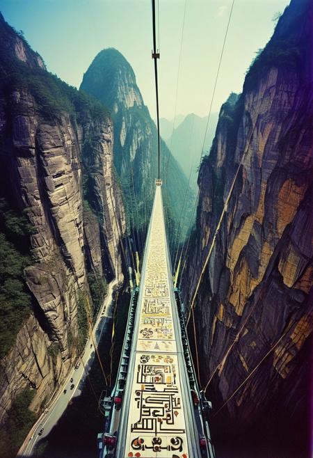 ()Hyoer Realistic:2.0)Polaroid picture of 
A 100-meter-long (110 yards) glass skywalk, stretching around a cliff on Tianmen Mountain in southern China. The pathway is 1,500 meters up a mountain. The skywalk overlooks by its bottomed giant glasses, the world’s famous “Heaven’s Gate” and Tongtian Avenue, the mountain road with 99 turns. The world’s longest cable car system is also served on Tianman mountain to access its terrifying “Coiling Dragon Cliff” skywalk where situated in the highest location of Zhangjiajie National Forest Park, China.
BREAK Hyoer Realistic:2.0)Polaroid picture of A futuristic, neon-lit table, adorned with ancient Egyptian hieroglyphics and symbols. The album cover, designed by Shusei Nagaoka, features a gleaming, metallic pyramid at its center, surrounded by swirling patterns of gold and lapis lazuli. The band's name, Earth, Wind & Fire, is emblazoned in bold, futuristic letters, while the album title, 'Kemetic Odyssey,' is written in hieroglyphics. 
BREAK ()Hyoer Realistic:2.0)Polaroid picture an image of Ultra-realistic New York City under Wakandan rule: ((The towering skyscrapers now adorned with intricate African patterns and gleaming vibranium accents)). advanced technology seamlessly integrates into everyday life.  ((In the distance, sleek Wakandan aircraft patrol the skies as citizens from both worlds coexist in harmony.))