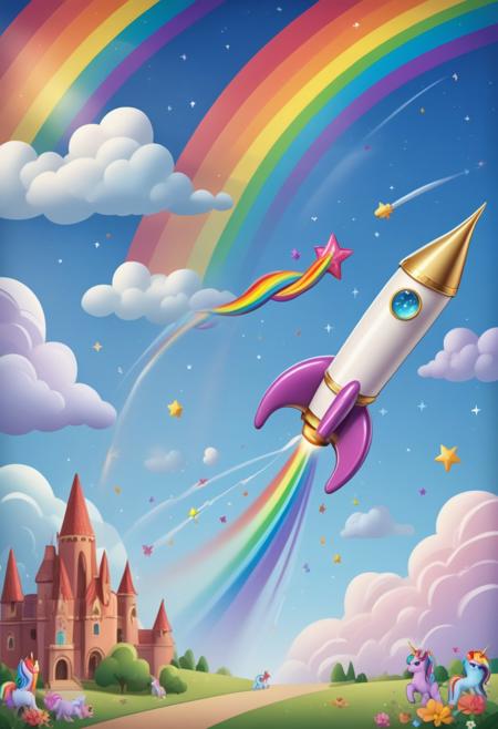lazympos, RainbowUnicornStyle, rocket launch, horn, rainbow