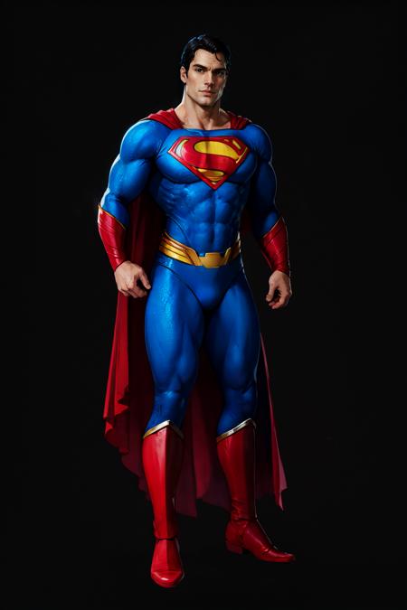 henry cavill as superman, full body, simple background, black background <lora:sxz-concept:0.7>