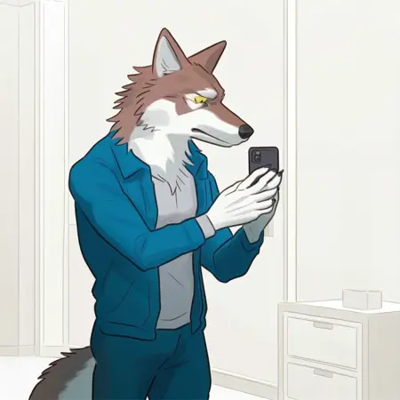 Brown & White Male Wolf