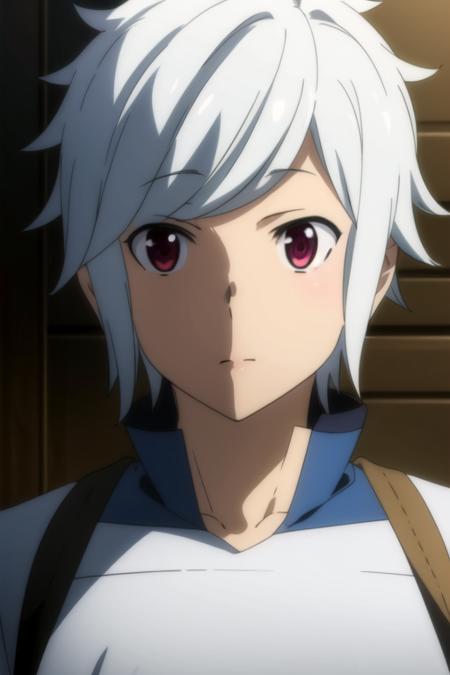 bell_cranel, white hair, red eyes