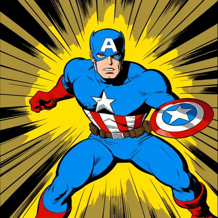 <lora:jackkirbyv2:1> captain america in the style of jack kirby