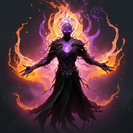 Artnthrmg, With this spell, the nether mage can turn his body into pure elemental nether. In this form, the mage is able to use his own body as a receptacle for elemental energies that can be used afterwards for various nether spells. The control of nether energy is very difficult and a careful nether mage makes a strong point of always having is control spell up and to avoid returning to his normal body with too much stored energy. The amount of nether energy that can be stored is linked to the nether mage status in the nether guild. A nether mage must also be careful not to have too much elemental energy stored when he goes back to his normal form, for else the huge amount of energy will explode into the air around the mage, which might prove quite lethal. Efficiency of this spell depends on the mage knowledge in the basic bodies and masteries, fire, earth, water and air.. ::2 masterpiece, long exposure, layered elements, motion photography, stark contrasting color transitions, saturated colors, harmonious color story, illusionism, beautiful details, blackhole energy core, ::1 --style raw