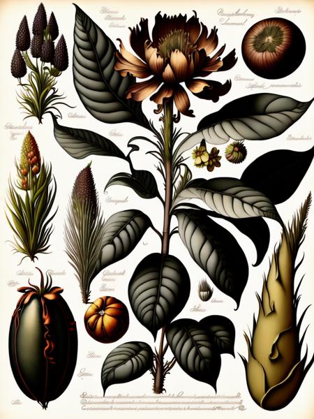 <lora:CenturyBotanicalIllustration:1>fantastical fruit highly detailed, botanical illustration, accurate pictorial depiction of plants and plant traits for a scientific purpose, Pierre-Joseph Redout