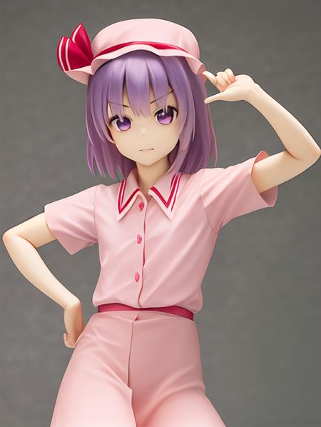 1girl, solo, cowboy shot, remilia scarlet, hsk, purple hair, pink hat, pink shirt, pink skirt, expressionless, masterpiece, high quality, detailed, <lora:hsk03:0.9:INS,MIDD>,  <lora:figmaAnimeFigures_figma:1:BASE,OUTALL>