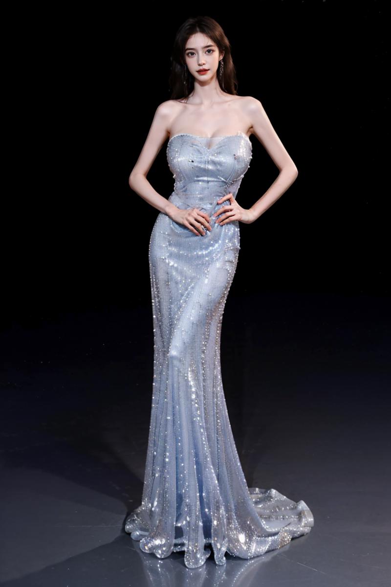 Blue gradient fishtail evening dress image by Joker1231